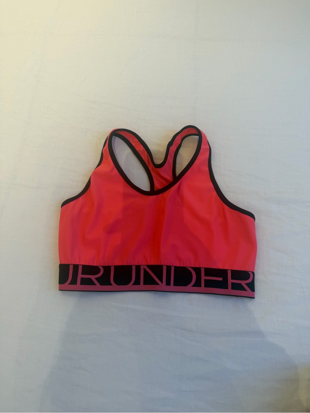 Under Armour Pink Red Racerback Sports Bra with Black Trim